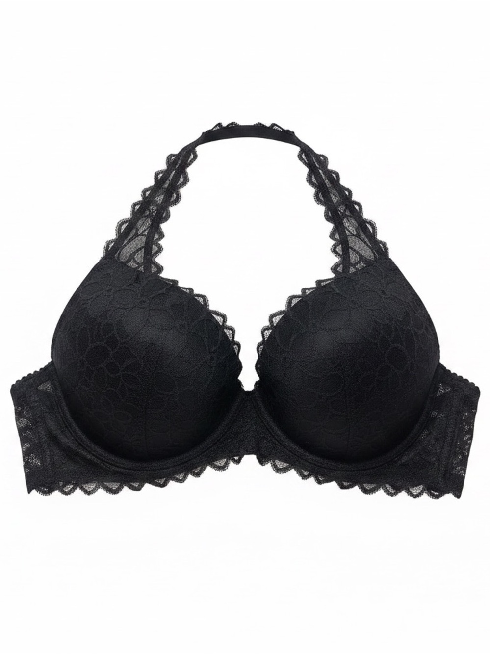 PINK Victoria’s Secret NWOT Black Lace Racerback Push Up Bra D-DD 2016